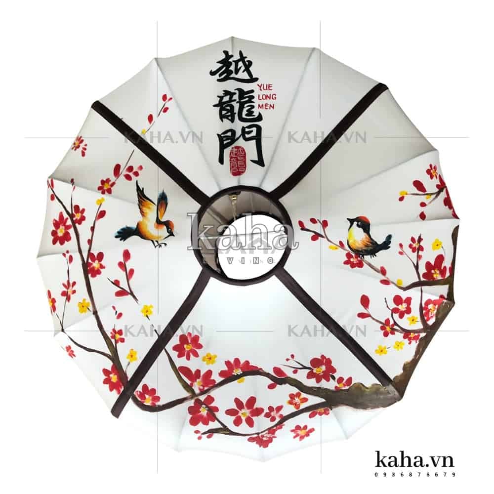 Chụp đèn vải vẽ họa tiết trang trí quán café nhà hàng KH-DTR058 thumbnail 2