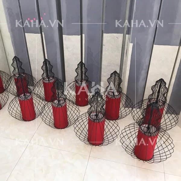 Đèn thả trần vải mỹ thuật dáng trụ trang trí quán café KH-DTR038 thumbnail 3