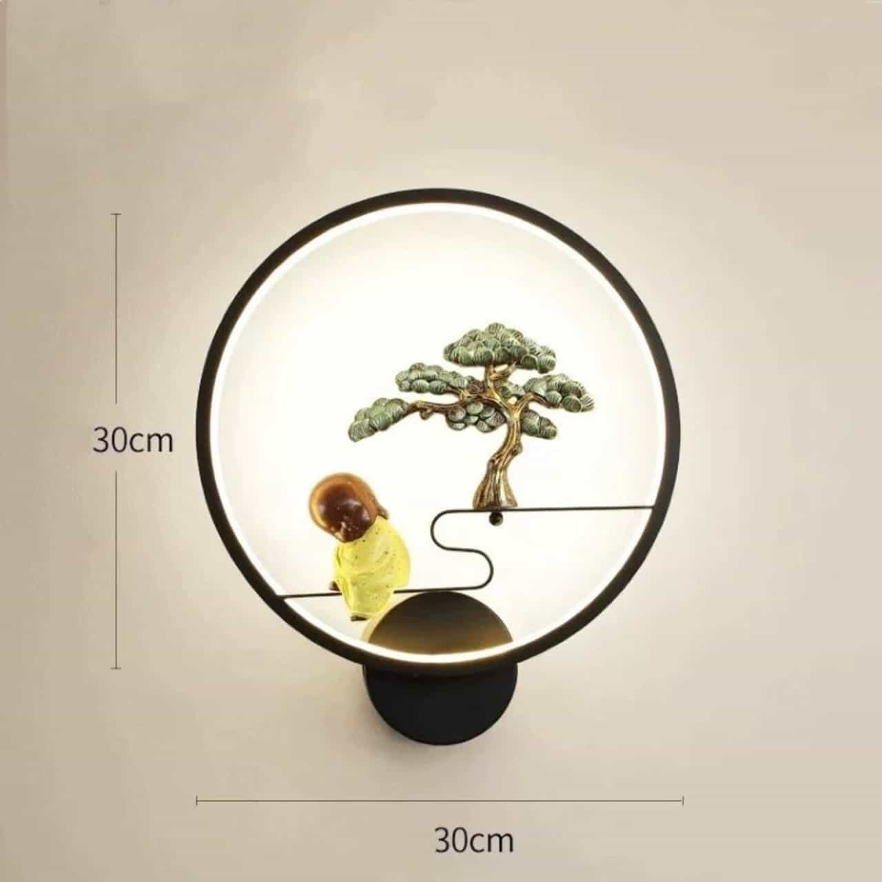 Đèn ốp tường thủy tinh thiền sư cây tùng trang trí phòng ngủ thumbnail 2
