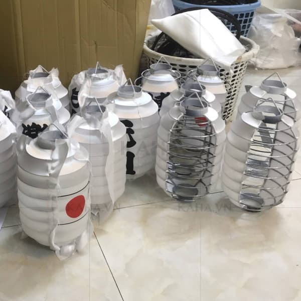 Đèn nhật vải in quốc kỳ Nhật Việt sắt xịt trang trí nhà hàng giao lưu thumbnail 5