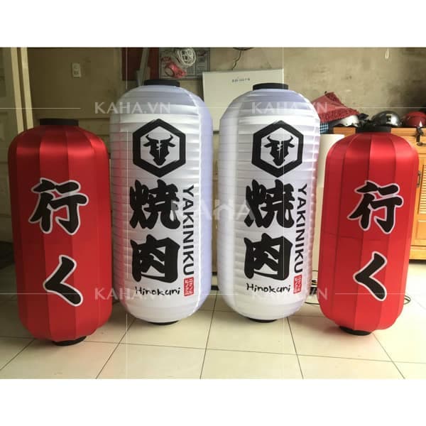 Đèn kiểu Nhật vải phi in logo nan ngang sắt tĩnh điện quán Nhật thumbnail 2