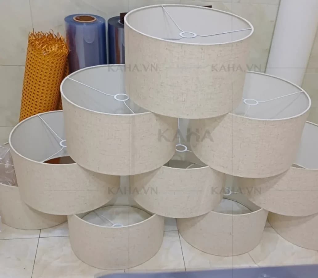 Chụp đèn vải trơn màu be bộ lớn cao cấp trang trí nhà hàng khách sạn