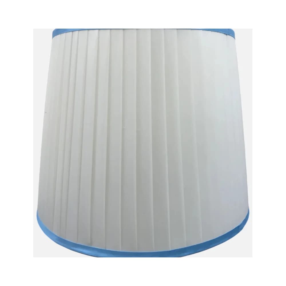 Chao đèn ngủ vải trắng xếp ly viền xanh sản xuất theo yêu cầu KH-5F1FC0