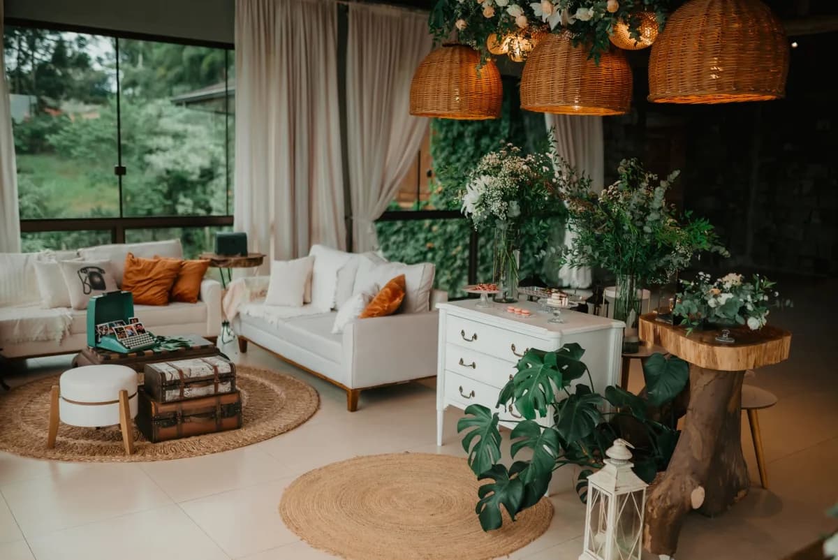 Đèn Thả Mây Tre Đan — Sảnh Khách Sạn Trần Cao × Tropical Resort — ảnh minh họa