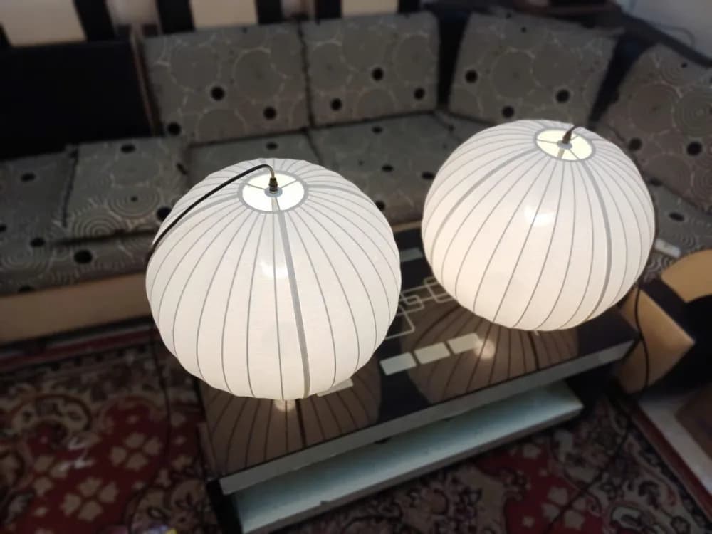 đèn vải bầu cầu tròn sọc dọc treo thả trần kaha