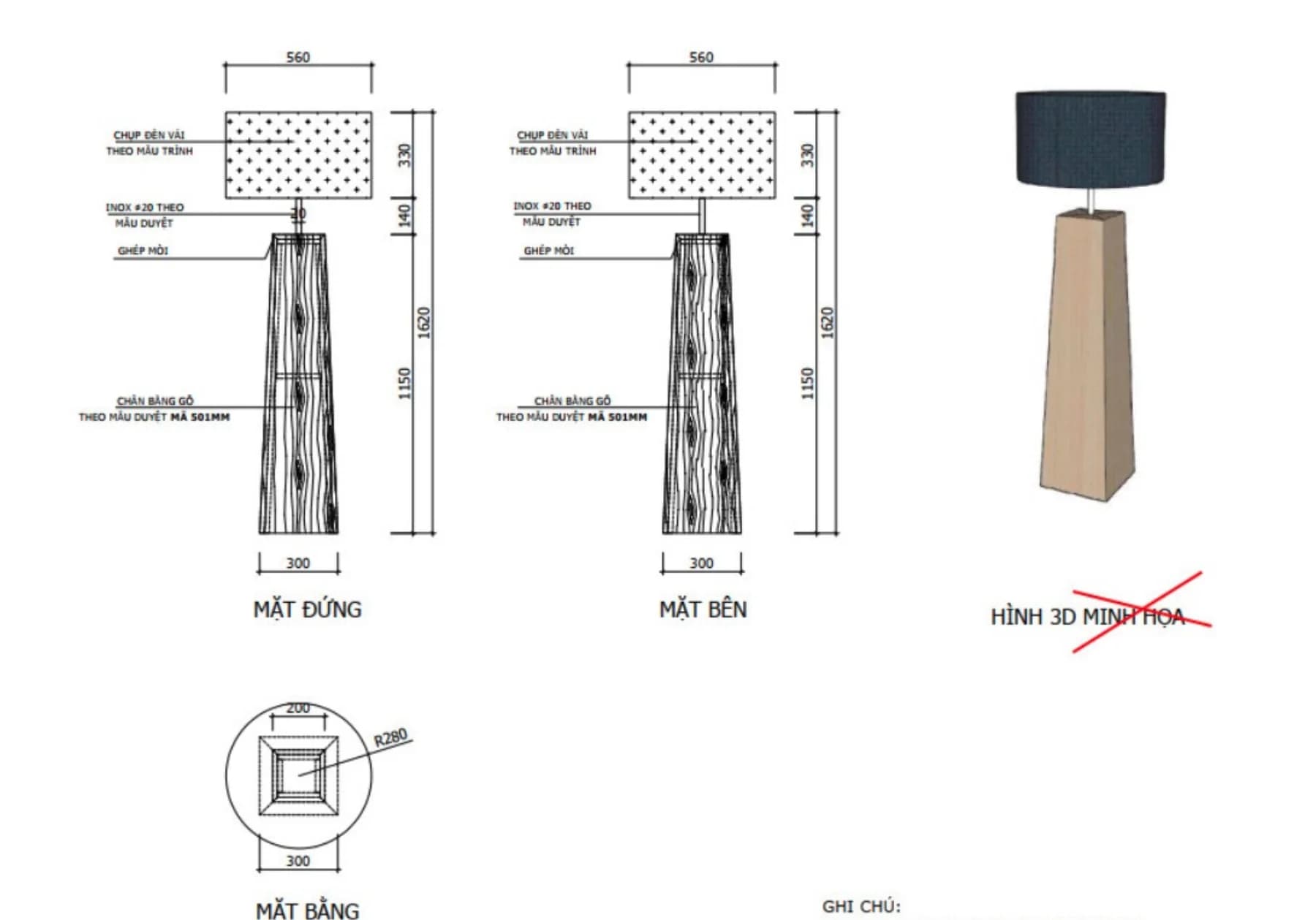 Chi tiết khung sắt hàn + LED 3000K bếp