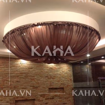 Đèn ốp trần vải nhăn trang trí quán café KH-DTR044