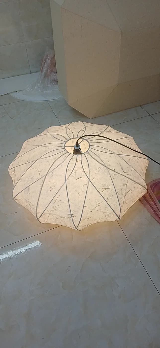 Đèn thả vải dáng dù xòe màu trắng