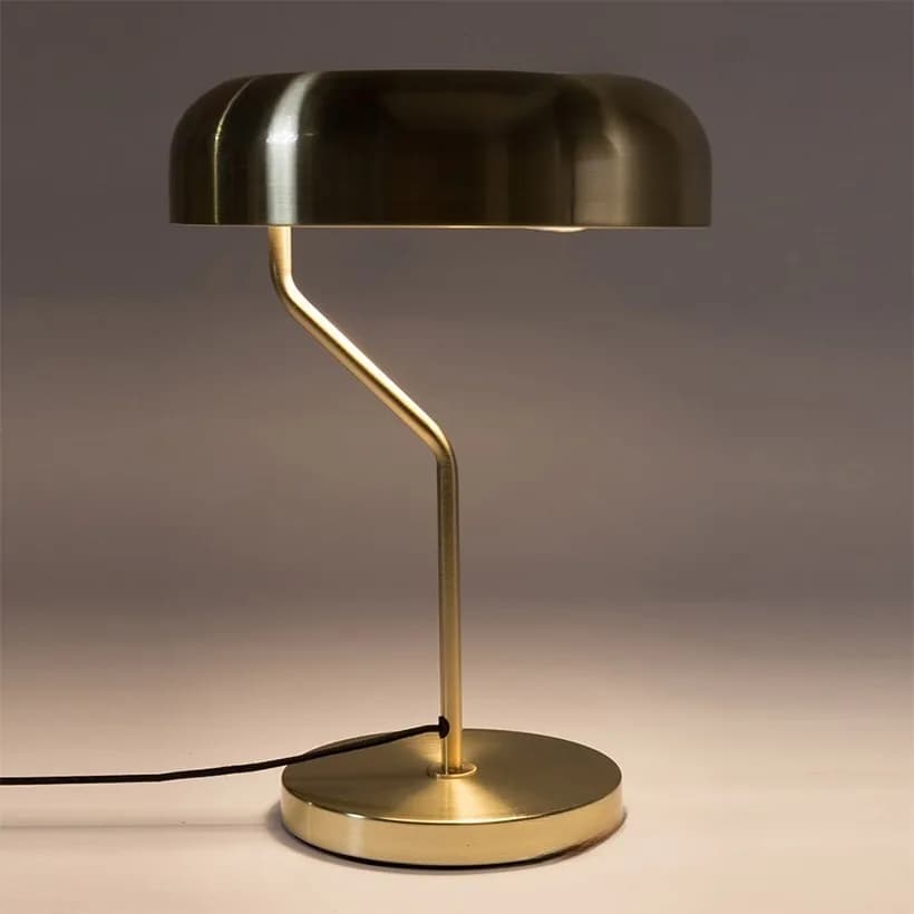Đèn bàn cần cong chữ Z chụp đĩa vàng đồng KH-DB193 Đèn bàn cần cong chữ Z chụp đĩa vàng đồng KH-DB193