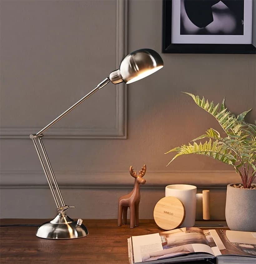 Đèn bàn làm việc nickel tay đòn gập chụp bán cầu KH-DB155 Đèn bàn làm việc nickel tay đòn gập chụp bán cầu KH-DB155