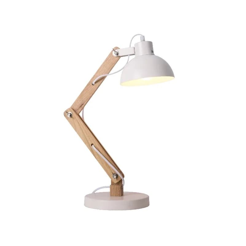 Đèn bàn làm việc tay đòn gỗ nhiều khớp chụp trắng KH-DB151 Đèn bàn làm việc tay đòn gỗ nhiều khớp chụp trắng KH-DB151