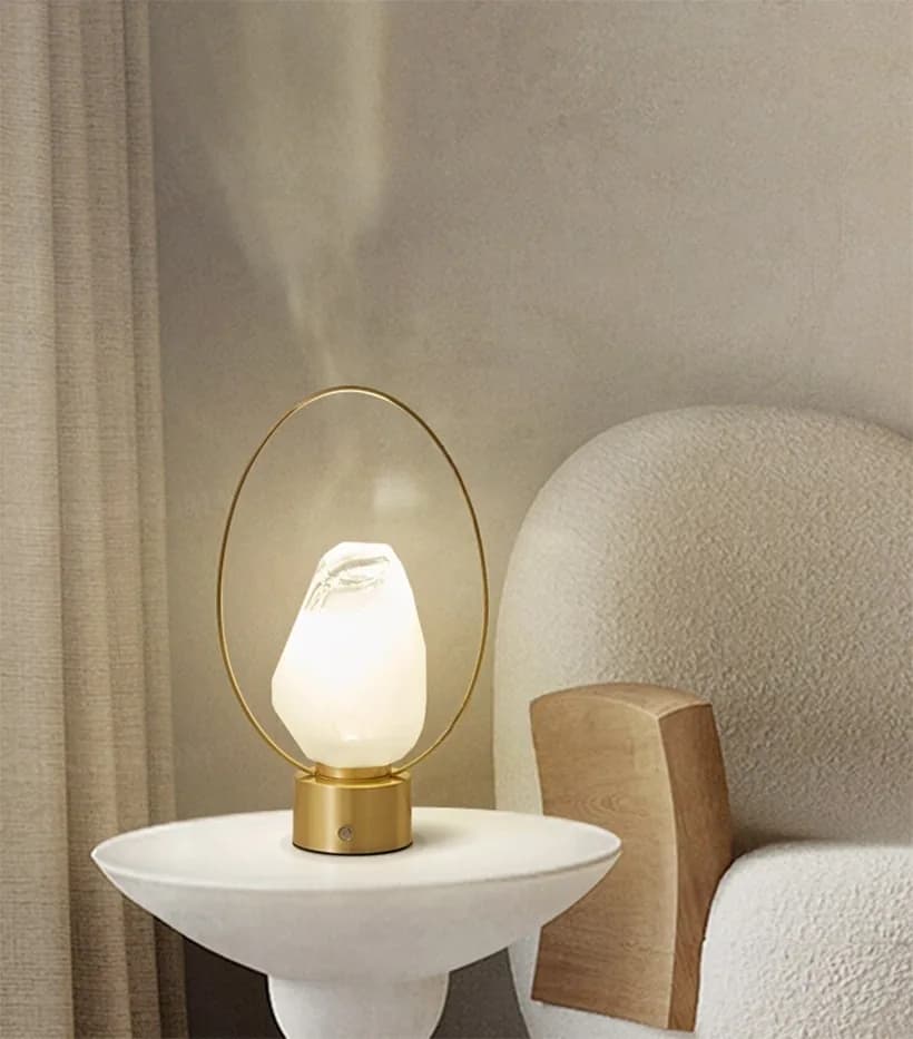Đèn để bàn khối thủy tinh vân đá vòng oval KH-DB142 Đèn để bàn khối thủy tinh vân đá vòng oval KH-DB142