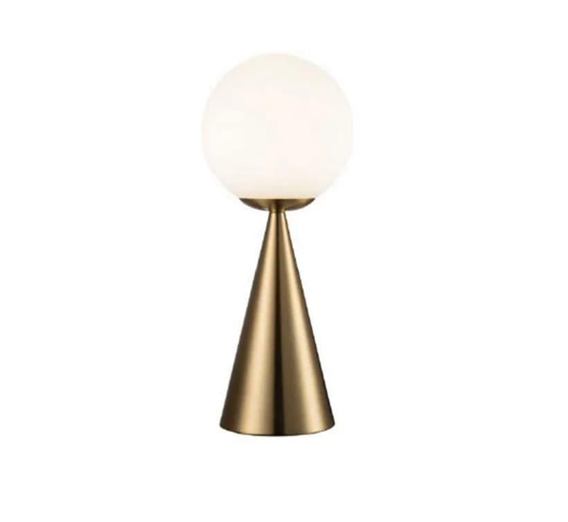 Đèn để bàn thân nón úp vàng đồng đỡ cầu opal KH-DB163 Đèn để bàn thân nón úp vàng đồng đỡ cầu opal KH-DB163