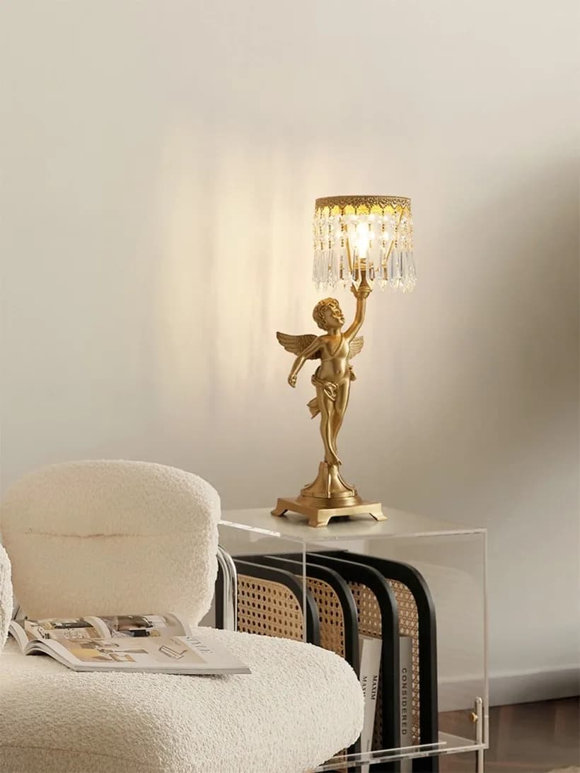 Đèn để bàn tượng thiên thần đồng chuỗi hạt rủ KH-DB148 Đèn để bàn tượng thiên thần đồng chuỗi hạt rủ KH-DB148