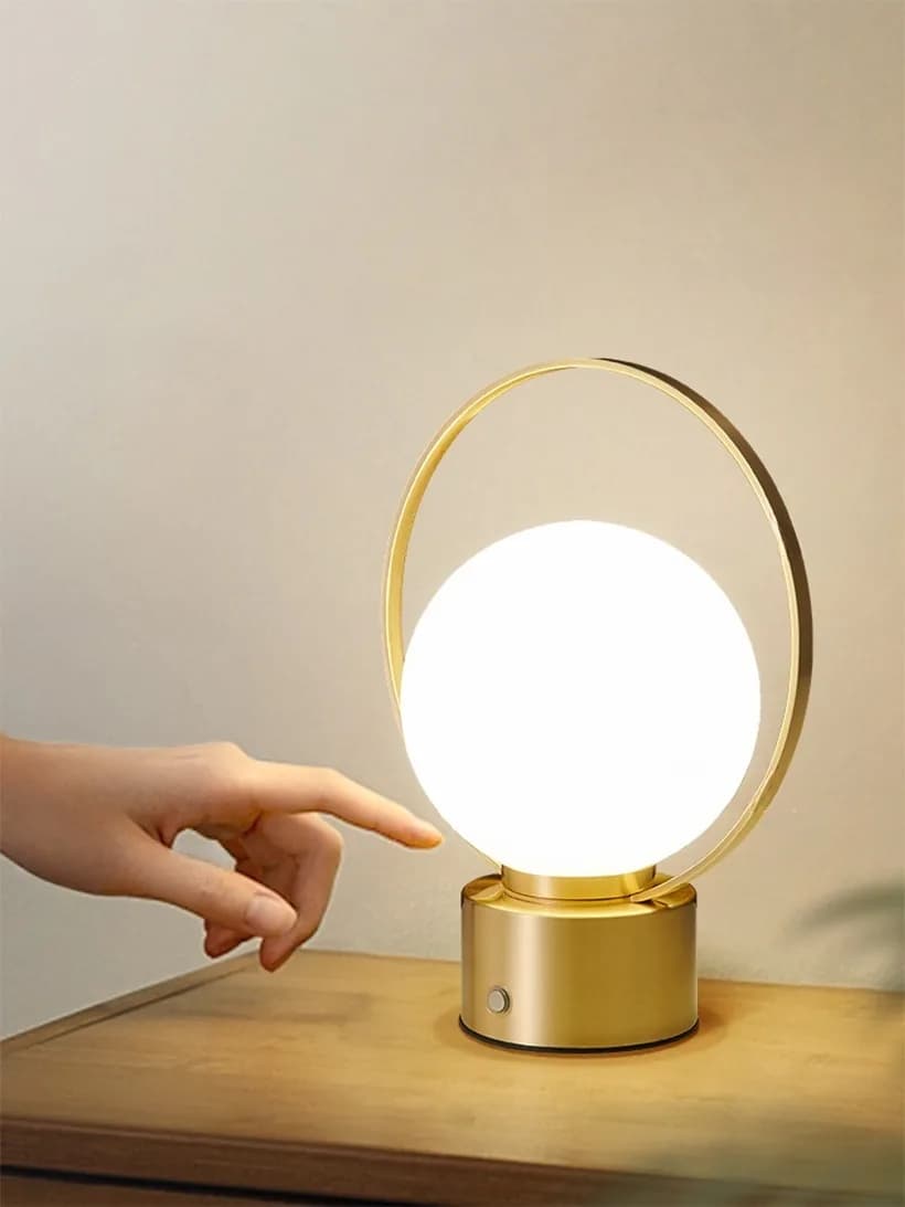 Đèn ngủ để bàn cầu thủy tinh opal chân trụ ngắn có vòng KH-DB140 Đèn ngủ để bàn cầu thủy tinh opal chân trụ ngắn có vòng KH-DB140