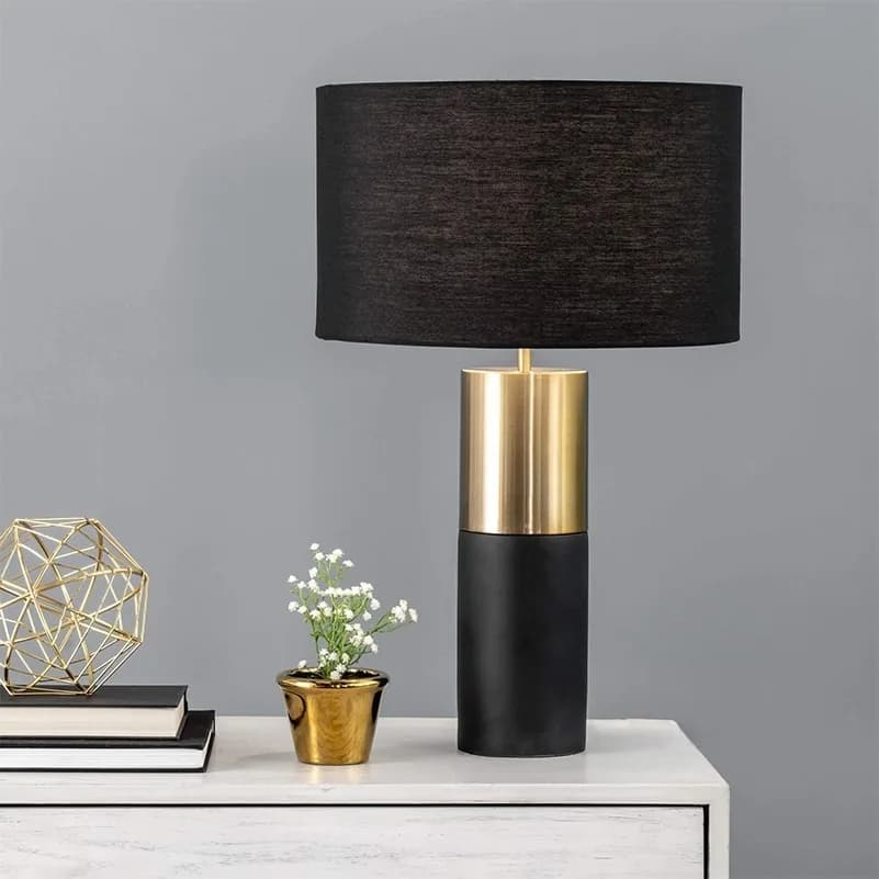 Đèn ngủ để bàn thân vàng nửa đen chụp vải đen KH-DB133 Đèn ngủ để bàn thân vàng nửa đen chụp vải đen KH-DB133